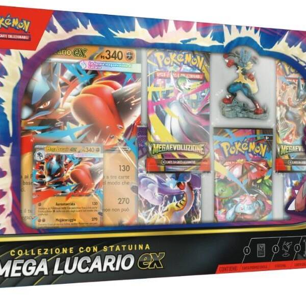 POKEMON COLLEZIONE CON STATUINA MEGA LUCARIO EX
