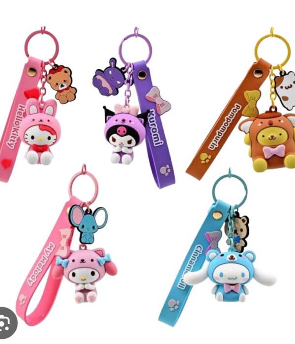 11540- HELLO KITTY AND FRIENDS -KEYCHAIN WITH HAND STRAP - ANIMALS SERIES - PDQ 12 PZ 5CM