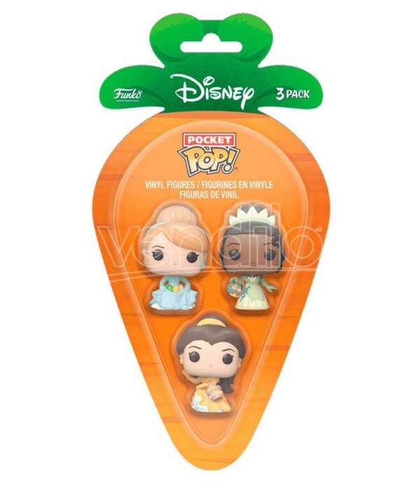 Carrot Pocket POP blister 3 figures Disney Princess Cinderella Tiana Bella Funko
