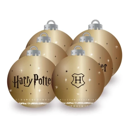HARRY POTTER 6 PALLE/SFERE DI NATALE GOLD