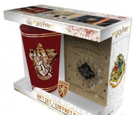 Harry Potter Gift Set Bicchiere XXL + Spilla + Quaderno Gryffindor
