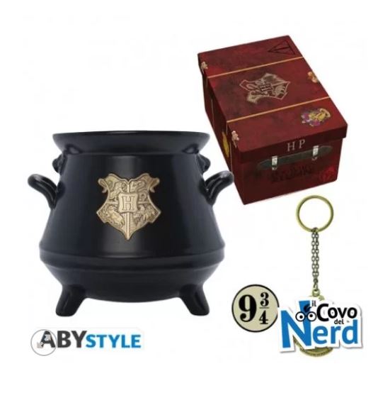 Harry Potter Gift Set premium Valigetta con Spilla Hogwarts +3D Keychain+3D Mug