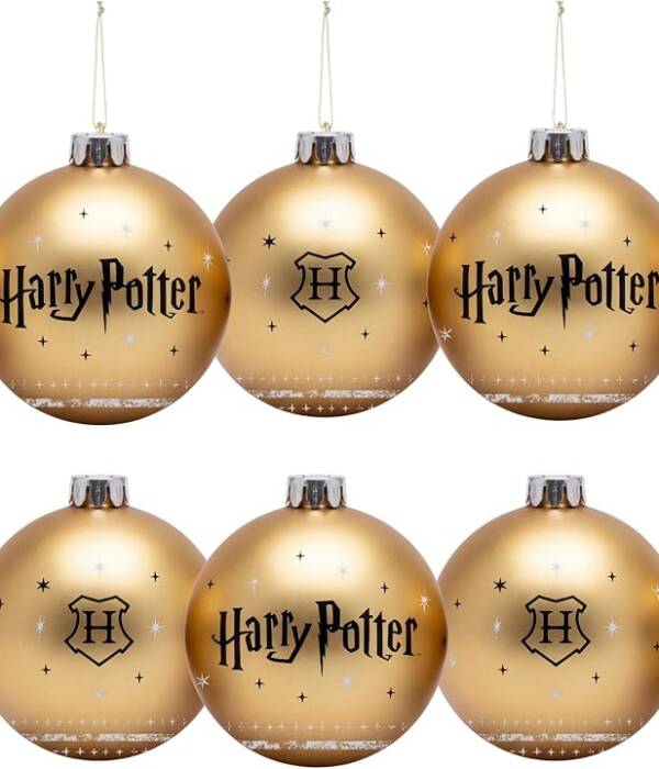 HARRY POTTER 6 PALLE/SFERE DI NATALE GOLD