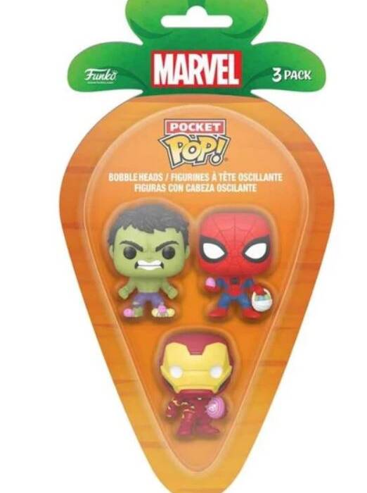Carrot Blister Pocket POP - Marvel - Spider Man - Iron Man - Hulk - 4 cm