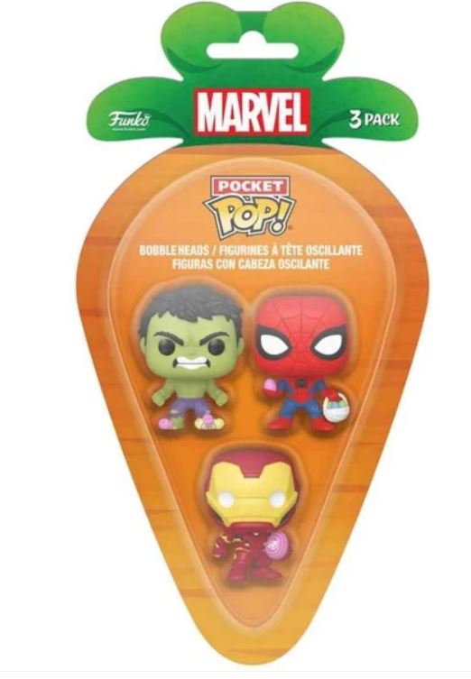 Carrot Blister Pocket POP - Marvel - Spider Man - Iron Man - Hulk - 4 cm