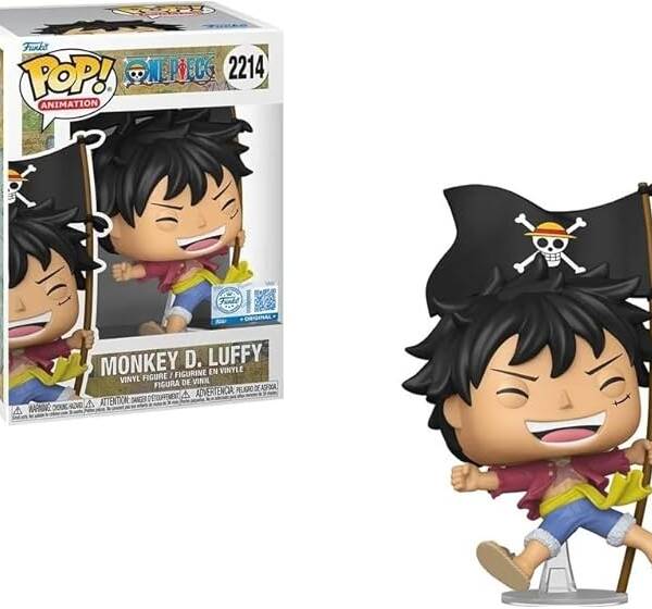 Funko One Piece Monkey D. Luffy Metallico con Bandiera Esclusiva Pop Vinyl Figura 2214